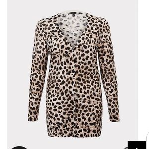 🆕LEOPARD TEXTURED SLUB BOYFRIEND CARDIGAN